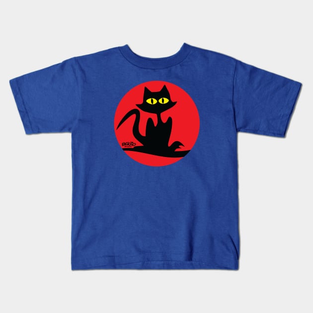 Cat on Red 1 Kids T-Shirt by BonzoTee